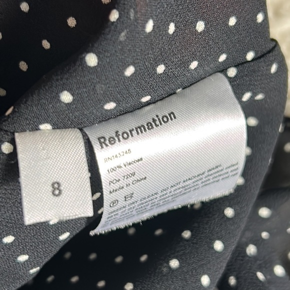 Reformation Elle Smocked Polka Dot Dress Size 8 - Picture 9 of 16